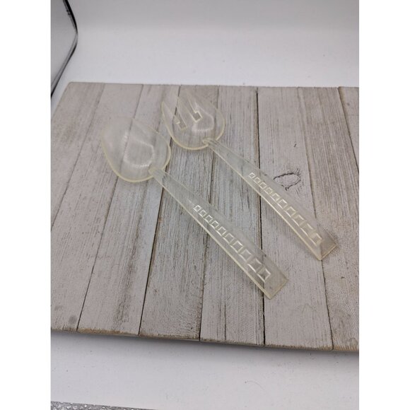 Clear Plastic Salad Spoons Sporks Serving Utensil 9" Tongs - Picture 1 of 6